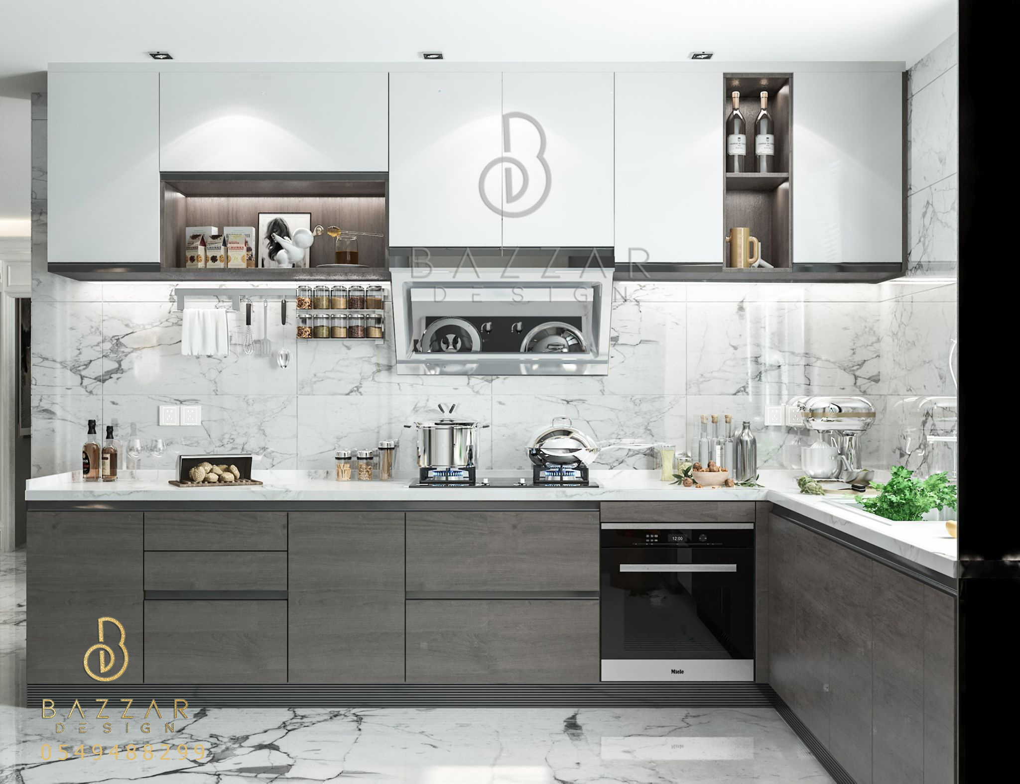 تصميم ديكورات مطابخ بازار للتصميم الداخلى والديكور