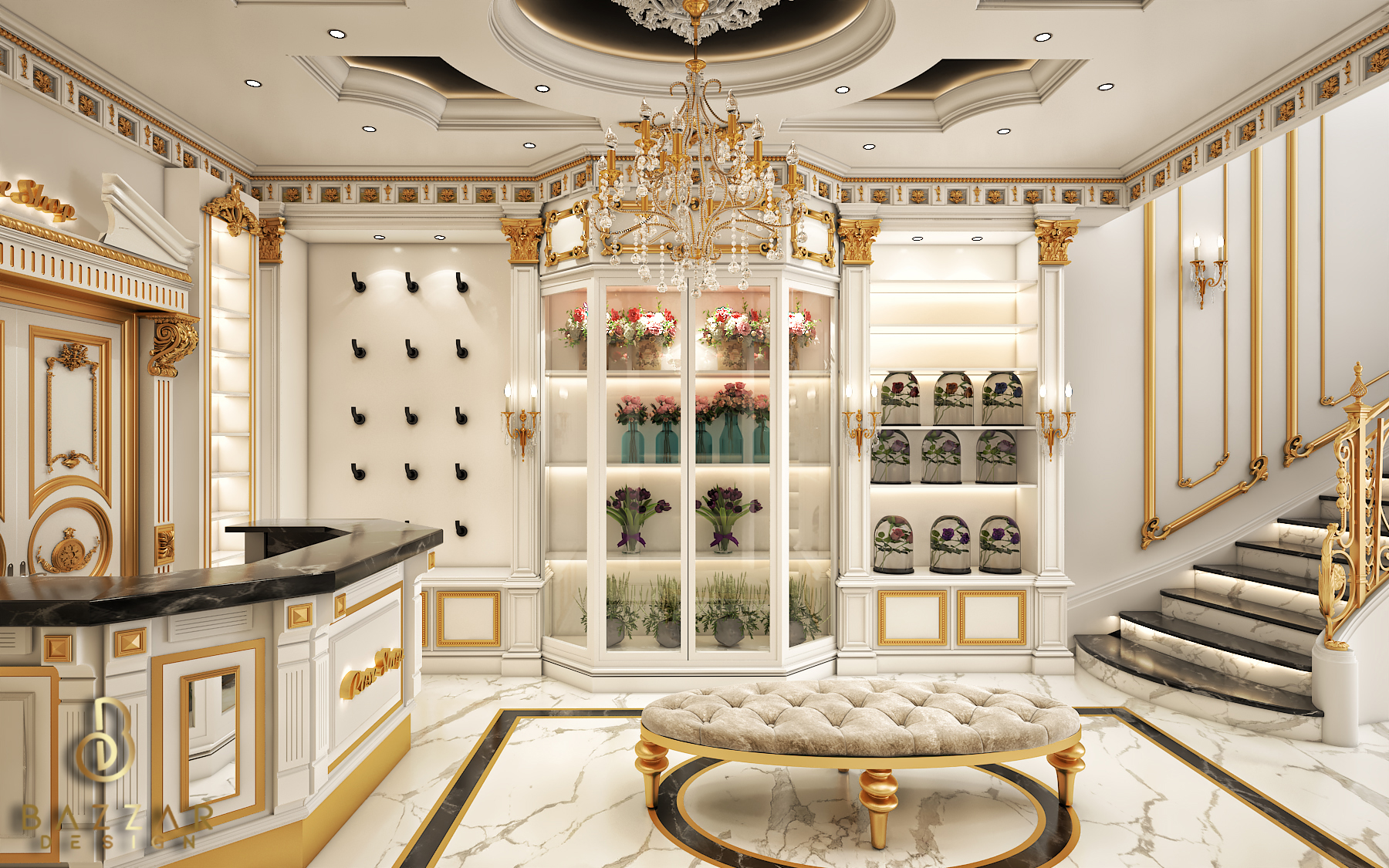 تصميم ديكور محل ورد بحى الشبيلى_الخبر بالمملكة العربية السعودية بازار