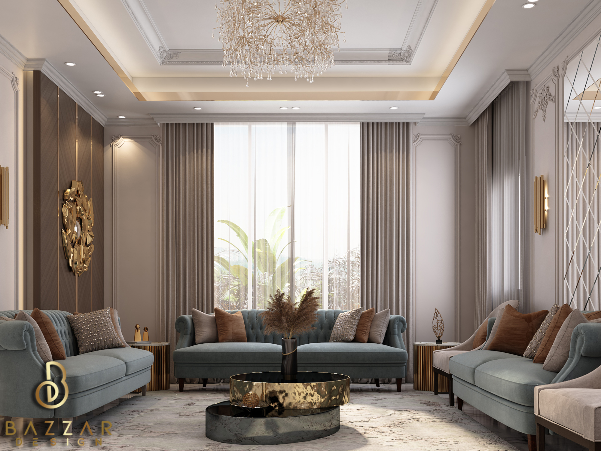 تصميم ديكورات فيلا بحى الصدفة الخبر بالسعودية بازار للتصميم الداخلي و