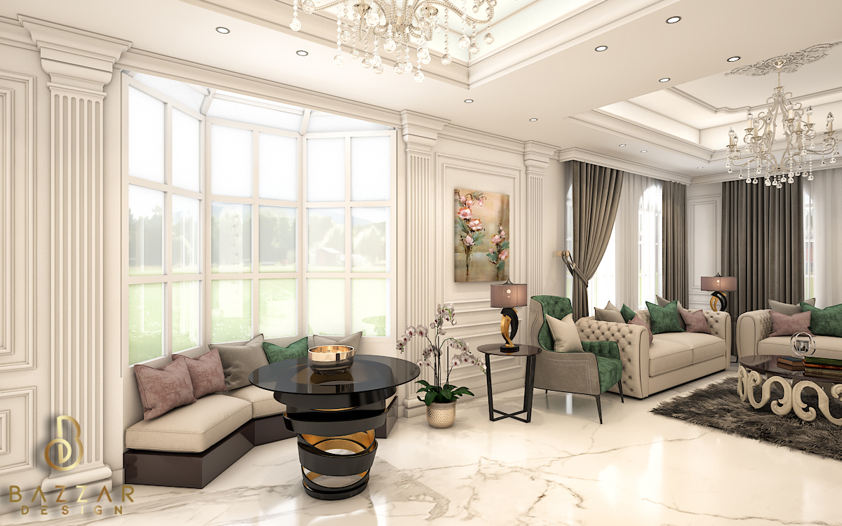 أحدث تصميم ديكورات ريسبشن نيو كلاسيك بالفيصلية الدمام بالمملكة العربية
