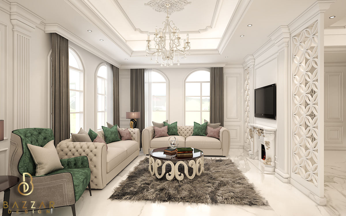 أحدث تصميم ديكورات ريسبشن نيو كلاسيك بالفيصلية الدمام بالمملكة العربية