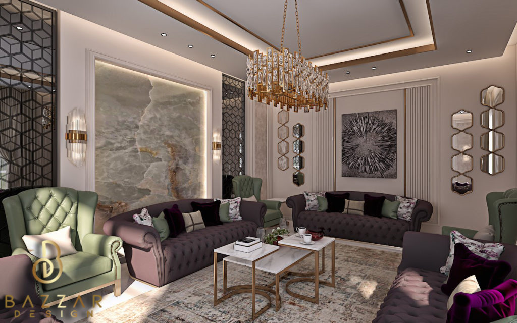 مشروع تصميم داخلى لفيلا حديثة بالجبيل الصناعية،السعودية بازار للتصميم
