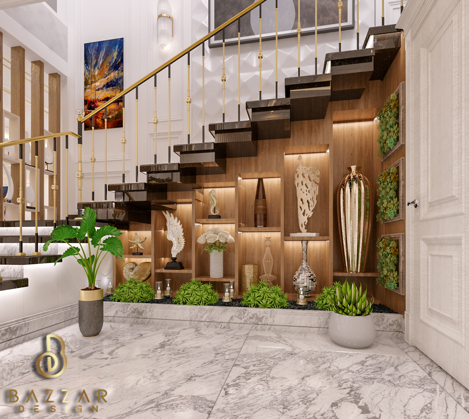 تصميم و ديكور لفيلا من بازار ديزاين فى الرياض حى الملقا بازار