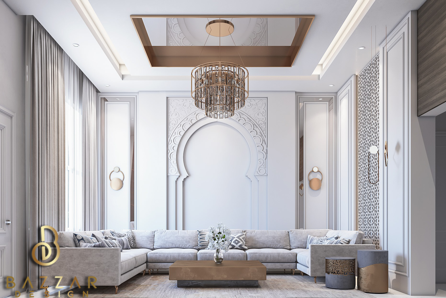 تصميم داخلي لفيلا راقية بحى القيروان_الدمام بازار للتصميم الداخلي و